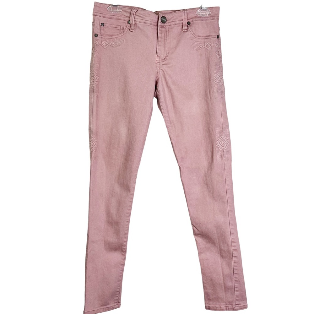Sanctuary Embroidered Mid Rise Skinny Jeans in Dusty Rose Women’s Sz 27